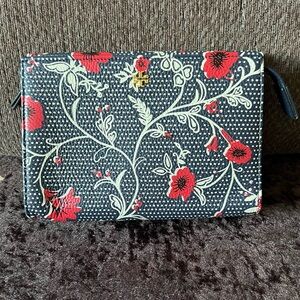 TORY BURCH Retro Batik Floral Printed Gold-Tone Hardware Cosmetic Pouch